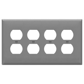 ENERLITES Quad Duplex Wall Plate, Four Gang Electrical Outlet Cover, Gloss Finish, Mid-Size 4-Gang 4.88" x 8.58", Unbreakable Polycarbonate Thermoplastic, UL Listed, 8824M-GY, Gray