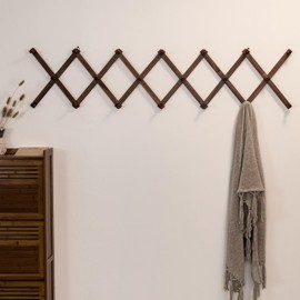 SKOLOO Hat Rack for Wall with 20 Hooks, Solid Wooden, Modern, Expandable Coat Rack Wall Mount for Coats, Hats, Bags, Baseball Caps, Walnut Color