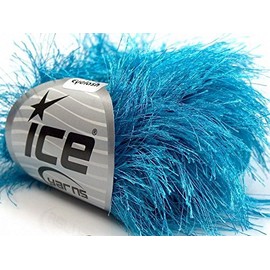 Turquoise Extra Long Eyelash Yarn Ice Luxurious Fun Fur 50gr 38yds 13270