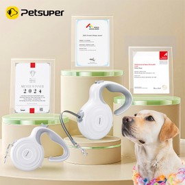 Petsuper 16Ft Auto-Brake Retractable Dog Leash for Middle Large Dogs 360° Tangle-Free Strong Nylon Tape and Ergonomic Anti-Slip Soft Handle One-Handed Brake Pause Lock