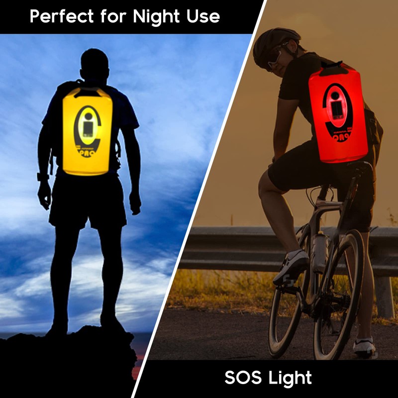 Qoolife Dry Bag Waterproof with Solar Bluetooth Speaker & Light