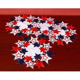 Holiday Patriotic Placemats Set of 4,Embroiderd Cutwork Blue&Red Stars Dresser Scarf for American Independence Day, Memorial Day Holiday Tabletop Decoration (Placemat 14" Set of 4, Star-1)