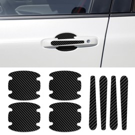 HEVLE 8PCS Car Door Handle Scratch Protector, Car Door Handle Paint Guard Cover, Carbon Fiber Car Door Handle Bowl Sticker, Door Protective Film for Most Car Handles (Black)