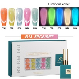 AS Gel Nail 5-Piece Set Includes Magnetic Syrup Glitter Color Gel Art Board, 1 Set, B13 / AS젤 네일 5종 세트 자석 시럽 글리터 컬러 젤 아트판 포함, 1세트, B13