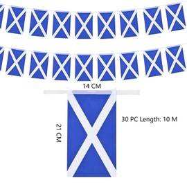 Scotland Flags Party Decorations,14 * 21 cm 10 m 30 flags, 24 Countries Flags Football Eurovision Bunting, Ring Games Themed Decoration for Garden, Bar, Party And Street