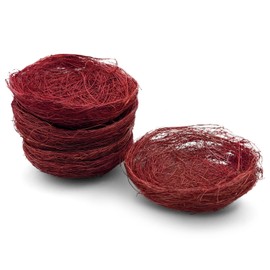 Netuno 6 x Decorative Easter Bird Nest Made of Sisal Brown Easter Nest Mini Bird Nest Small Realistic Bird Nest Small Canary Nest Breeding Nest Easter Decoration Natural Nest Spring Decoration Garden