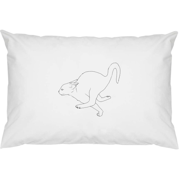 Azeeda 2 x 'Running Scared Cat' Cotton Pillow Cases (PW00042546)