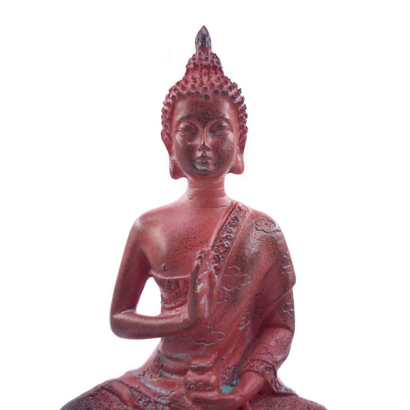ornerx Thai Sitting Buddha Statue for Home Decor Red 6.7
