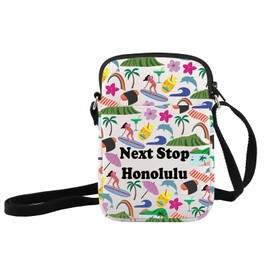 JXGZSO Honolulu Travel Gift Next Stop Honolulu Makeup Bag Hawaiian Gift Honolulu Hawaii Travel Cosmetic Bag, Next Stop Honolulu Crossbody