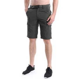 OCHENTA Men's Lightweight Quick Dry Cargo Shorts Casual with Zipper Pockets Expandable Waist Outdoor Hiking Dark Grey 32