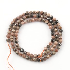 Song Xi 90pcs 4mm Natural Black Stripe Rhodochrosite Gemstone Beads Faceted Round Loose Stone Beads for Jewelry Making