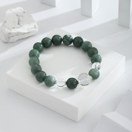 Kyerlyn deep green Beaded Bracelets for Women, Natural Gemstone Bracelet Stretch Jewelry Christian Gifts for Mom Daughter Wife Friend Birthday Mother's Day