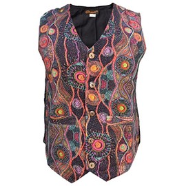 Gheri Psychedelic Print Colorful Cotton Waistcoat X-Large