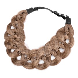 DIGUAN Hollow out wide braid with thin braid Synthetic Hair Braided Headband Hairpiece for Women (Claybank, Wide)
