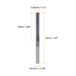 HARFINGTON Carbide Chucking Reamer 0.13"(3.302mm) Dia Straight Flute Straight Shank Machine Reamer Tool for Metal and Lathes CNC Machining Centers, Black