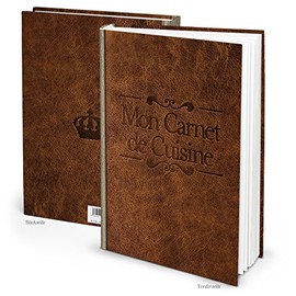 Logbuch-Verlag XXL Recipe Book for Writing Yourself with French Title Mon Carnet de Cuisine - Book in Leather Look Dark Brown Vintage - Write Down Favourite Recipes France