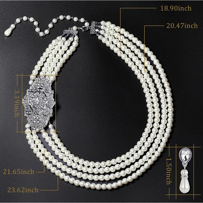BABEYOND Collar de perlas Gatsby de los años 20, collar