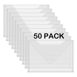 Briartw 50 PACK Storage Bag,Resealable Plastic Envelopes Pockets for Cutting Dies Stencil Crafts Organizer Holder,7x10"Clear Storage Envelopes for Clear Stamp,Die Cuts,scrapbook Paper