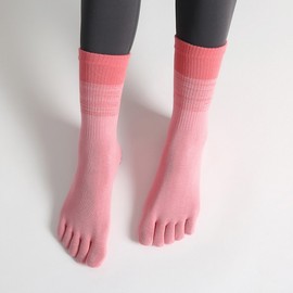 New Gradient Color Women's 5-Toe Pilates & Yoga Socks (Sizes 35-39) Size]/Beige 3ea