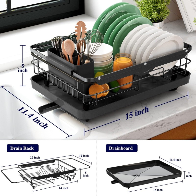 Kitsure Dish Drying Rack- Space-Saving Dish Rack, Dish Racks for