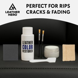 Black Leather and Vinyl Repair Kit - Complete 7-Piece Kit Leather Seat, Couch, Car Interior, and Steering Wheel Tear Repair – Liquid Filler for Auto Upholstery, Pleather, Sofa, and Shoes