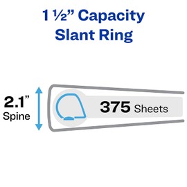 Avery 72125 11-Inch x 17-Inch Heavy-Duty View Binders, Slant Rings, 1 1/2-Inch Cap, White