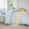LIFETOWN Striped Duvet Cover Set 100% Washed Cotton Linen Feel