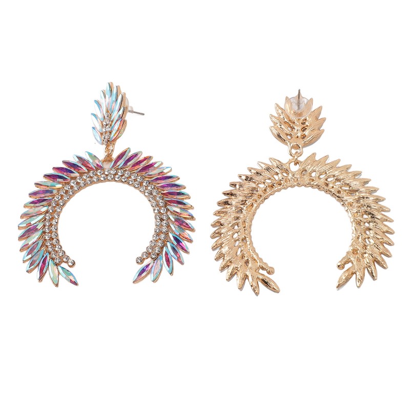 Marquise Flower Teardrop Earrings KC Gold Glittering Semicircle Teardrop Dangle