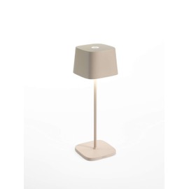 Zafferano Ofelia Pro Table Lamp (Color: Sand), Aluminum, IP54 Protection, Indoor/Outdoor use, Contact Charging Base Included, 11”, USA Plug