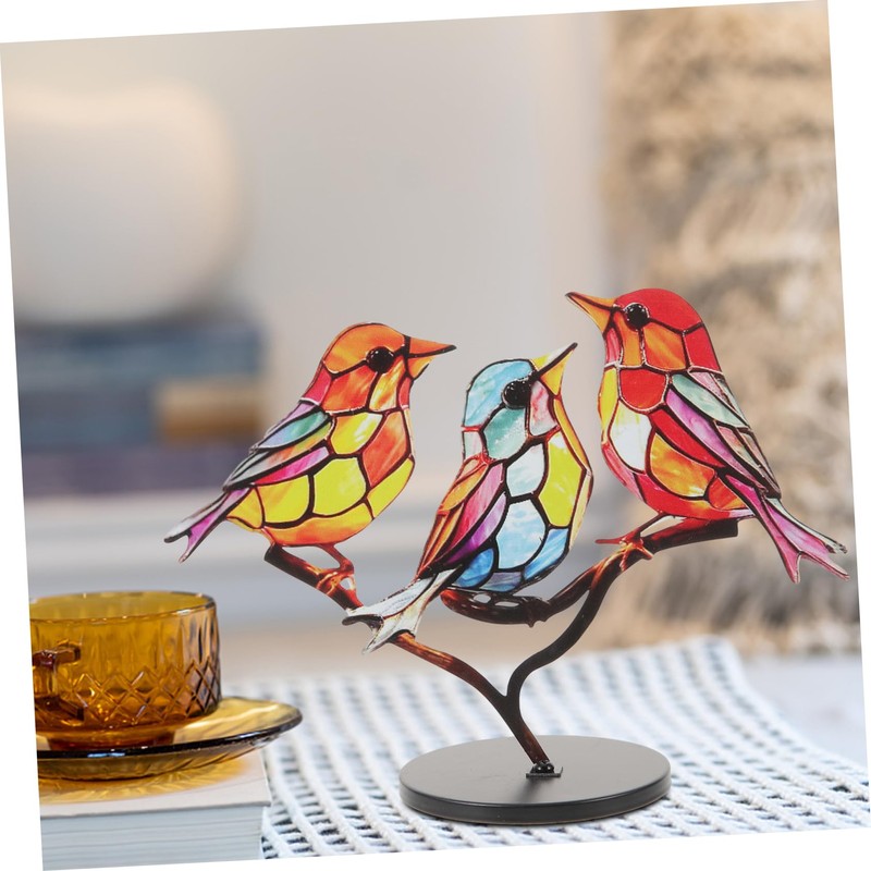 Gatuida Decorative Bird Sculpture Creative Metal Bird Figurine with Base