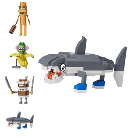 Giaonlgy Italian Brainrot 3D Building Block Figures, Tung Tung Tung Sahur, Tralalero Tralala Toy Figures, Funny Collectible Figure for Meme Fans, Brain Red Gift Set for Children and Adults (tralalero)