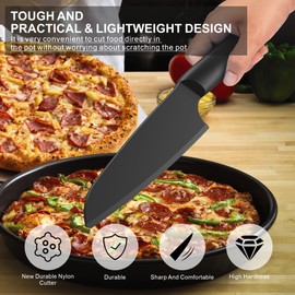 AILUROPODA Nylon Knife | 2 PCS Nylon Knife for Nonstick Pans | Nylon Knife Set for Cutting Fruits, Veggies and Bread Black