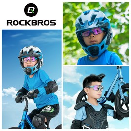 ROCKBROS Children's Sunglasses, Kids Sports Sunglasses, Dimming Sunglasses, UV Protection, Ultra Lightweight Frame, For Running, Climbing, Cycling, Day and Night, Unisex, 8-14 Years Old