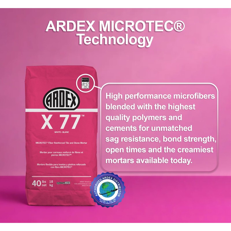 Ardex X77 White Microtec Fiber Reinforced Tile and Stone Mortar