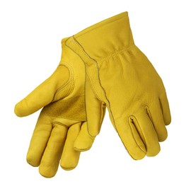 OLSON DEEPAK Winter Work Gloves, Insulated Leather Gloves, Thermal Cotton Lining, Flexible, Warm for Working in Cold Weather (Medium)