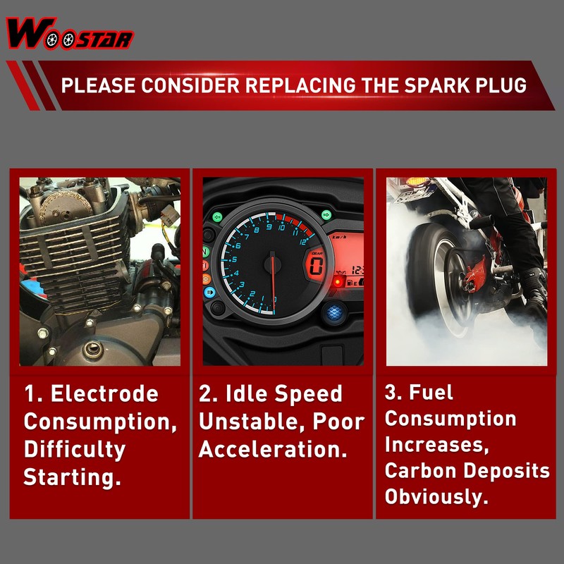 WOOSTAR D8TC Spark Plug Replacement for 4 Stroke 125cc 150cc