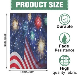 DMERBYL American USA Flag Independence Day Double Sided Garden Yard Flag 12" x 18" Colorful Firework Happy Memorial Day July of 4th Decorative Flag House Banner for Outdoor Home Decor Party