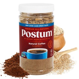 Postum Natural Coffee Flavor Coffee Substitute (8oz) Coffee Alternative Caffeine Free with Roasted Wheat Bran & Molasses | Natural, Non-GMO, Vegan Coffee Replacement Drink