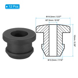 PATIKIL 10.5mm / 7/16" Drill Hole 5/16" Inner Diameter Rubber Grommets Wire Eyelet Ring Gasket for Car Firewall Cable Hole Plug Wire Protection Black
