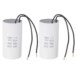 PATIKIL 2 Pcs 50uF CBB60 Running Capacitor with 2 Wires, AC 450V Start Up Motor with Frequency of 50Hz/60Hz for Refrigerators, Washing Machines, Water Pumps, Air Compressors Pumps