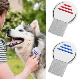 2 PCS Stainless Steel Lice Combs, Professional Stainless Steel Nit Comb for Head Lice Treatment Durable and Easy to Clean Ergonomic Handle for Comfortable Grip
