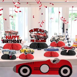 Wonmelody Classic Car Table Decorations 8pcs Car Honeycomb Centerpieces Racing Car Birthday Table Decor for Boy Vintage Classic Car Happy Birthday Party I'M Not Old I'M Classic Supplies 1st2nd3rd