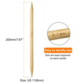 HARFINGTON 5Pcs Bamboo Knitting Needles Double Pointed US 11(8mm) 7.9 Inch(20cm) Straight for Handmade Creative DIY Knitting Craft Yarn, Yellow