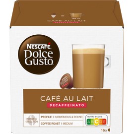 NESCAFÉ Dolce Gusto Cafe au Lait Decaffeinato, Decaffeinated Coffee, 16 Capsules