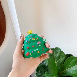 ICI-Rencontrer Compatible with Earbuds Case Airpods 1 & 2, Kids Girls Women 3D Cute Christmas Tree Gifts Anti-Scratch Wireless Earphone Protector