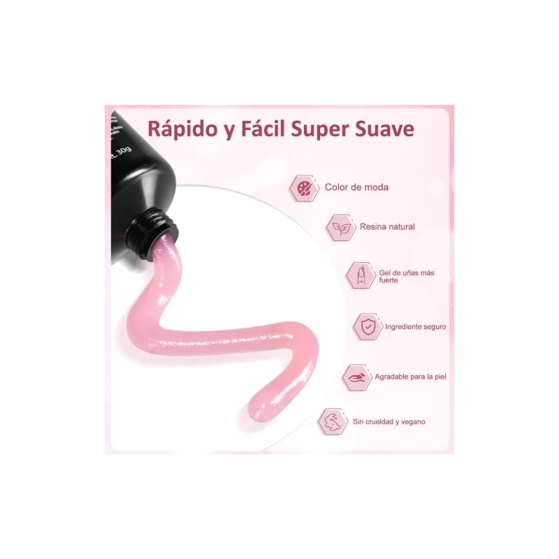 CHERIMOYA Poly Gel Constructor de Uñas 30g,Gel Fortalecedor para Extensión