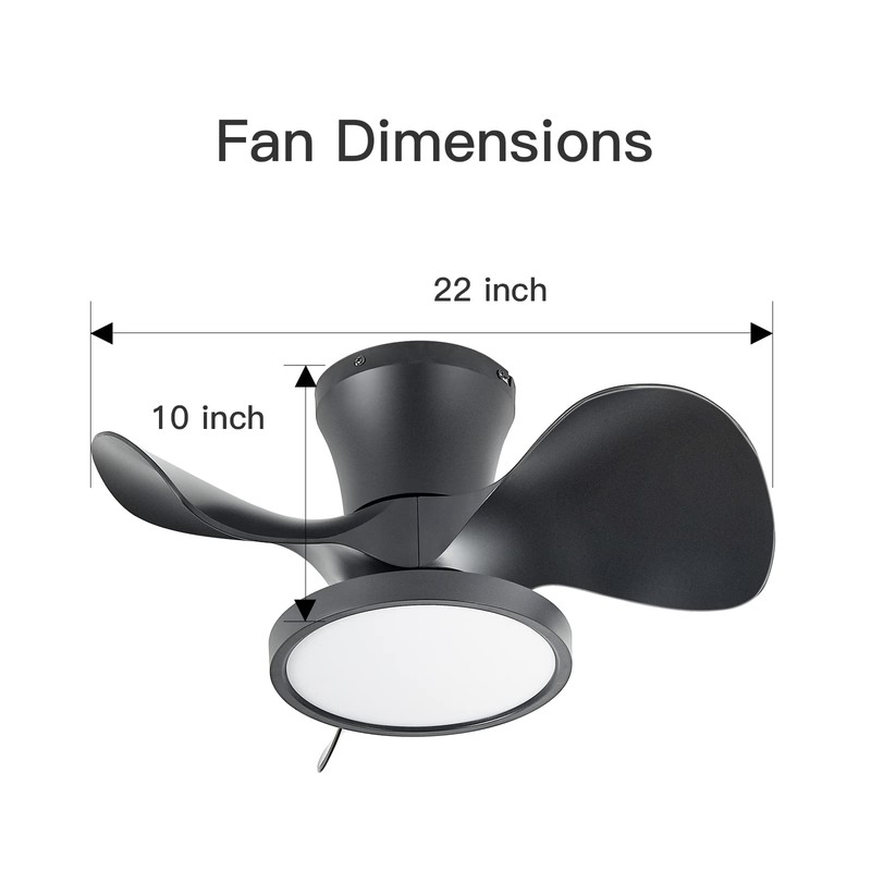 ocioc Quiet Ceiling Fan with LED Light 22 inch Large