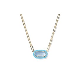 Kendra Scott, Women's, Elisa Enamel Frame Paperclip Necklace, Gold Periwinkle Illusion, One Size