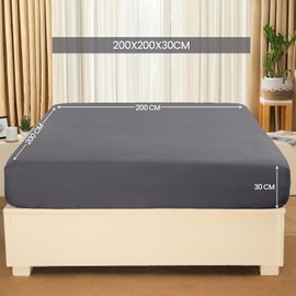 Utopia Bedding - Fitted Sheet 200 x 200 cm up to 30 cm - Grey - Brushed Microfibre Fitted Sheet - Oeko Tex Standard 100