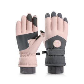 FuninCrea Thermal Ski Gloves Women, Windproof Touchscreen Winter Gloves Women Warm Snow Gloves for Skiing Outdoor Sports (Pink)
